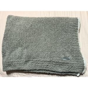 Barefoot Dreams Cozy Chic Grey Throw Blanket (White Trim) 66 x 50